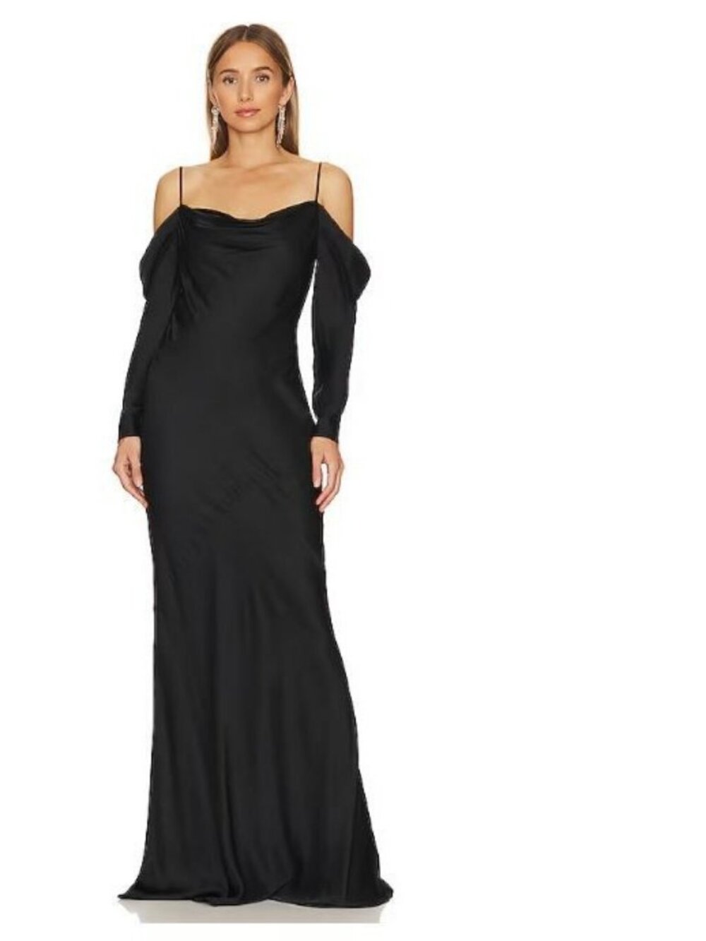 L'AGENCE Juniper Cold Shoulder Maxi Dress Black Size 12